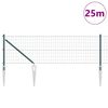 vidaXL Ogrodzenie z słupkiem Zielony 0,4 x 25 m Stal i PVC