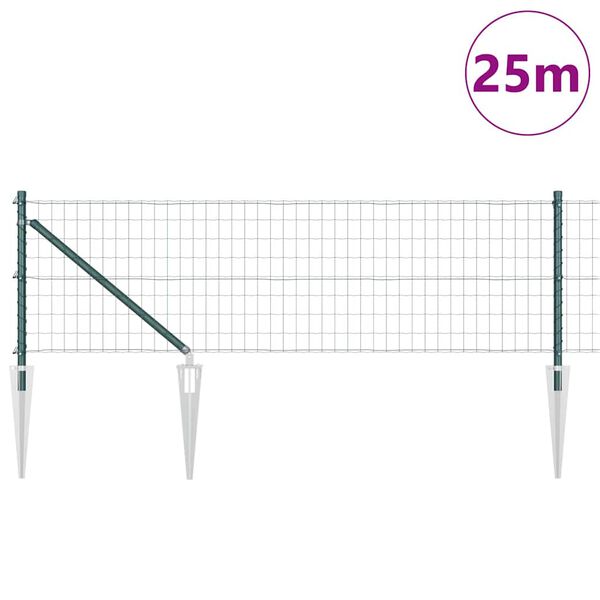 vidaXL Ogrodzenie z słupkiem Zielony 0,4 x 25 m Stal i PVC