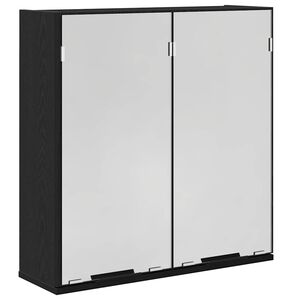 vidaXL Szafka z lustrem z p&oacute;łką z drzwiami Czarny Dąb 64 x 20 x 67 cm