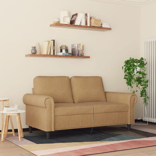 vidaXL Sofa 2-osobowa, brązowy, 120 cm, tapicerowana aksamitem