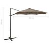 vidaXL Parasol wiszący z lampkami LED i słupkiem, 300 cm, taupe