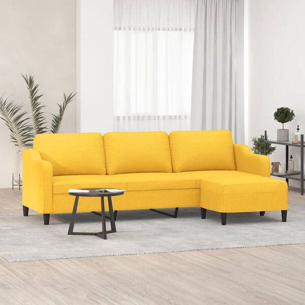 vidaXL Sofa 3-osobowa, jasnoż&oacute;łta, 210 cm, tapicerowana tkaniną