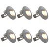 vidaXL Lampy ścienne zewnętrzne LED, 6 szt., 2 W, srebrne, okrągłe