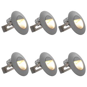 vidaXL Lampy ścienne zewnętrzne LED, 6 szt., 2 W, srebrne, okrągłe