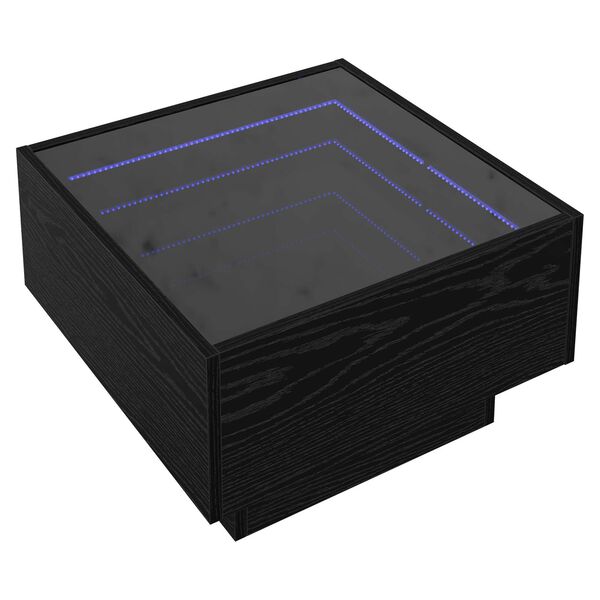 vidaXL Stolik kawowy Ze LED Lights Czarny dąb 50 x 50 x 30 cm