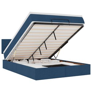 vidaXL Ł&oacute;żko Ottoman z materacem i diodami LED Niebieski 140x190 cm