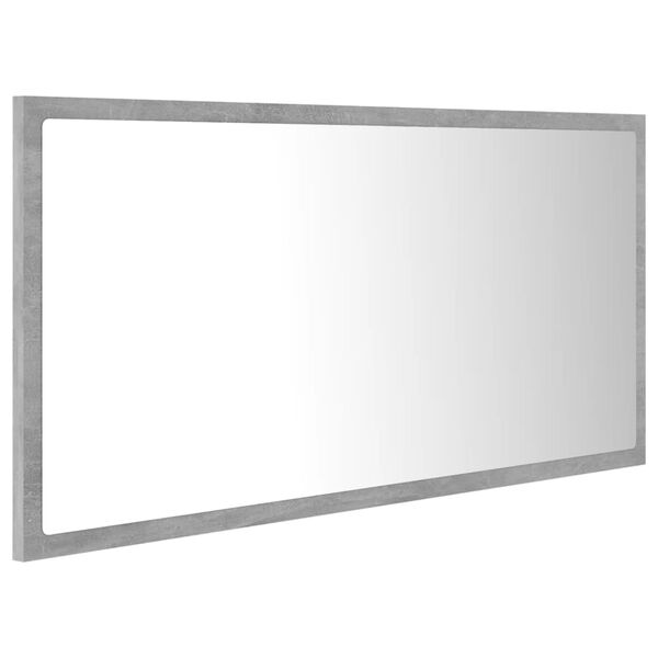 vidaXL Lustro łazienkowe LED, szarość betonu, 90x8,5x37 cm, akryl