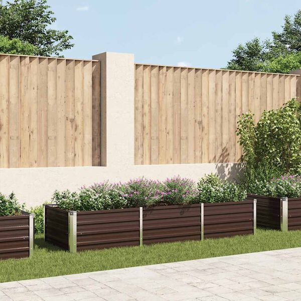 vidaXL Podwyższona donica, brązowa, 240x80x45 cm, galwanizowana stal