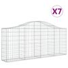 vidaXL Kosze gabionowe, 7 szt, 200x30x80/100 cm, galwanizowane żelazo