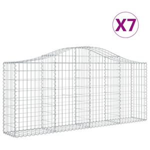 vidaXL Kosze gabionowe, 7 szt, 200x30x80/100 cm, galwanizowane żelazo