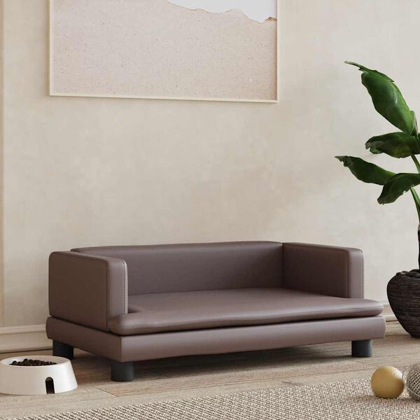 vidaXL Legowisko dla psa, brązowe, 80x45x30 cm, sztuczna sk&oacute;ra