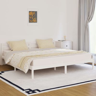 vidaXL Rama łóżka, lite drewno sosnowe, 200x200 cm, białe