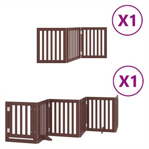 vidaXL Składana bramka dla psa, z drzwiami, 9 paneli, brązowa, 450 cm