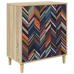 vidaXL Komoda z szufladami OMMEN Wz&oacute;r geometryczny 66 x 36,5 x 75 cm