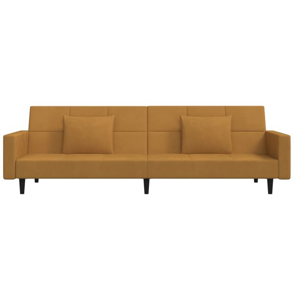 vidaXL 2-osobowa kanapa z 2 poduszkami, brązowa, obita aksamitem