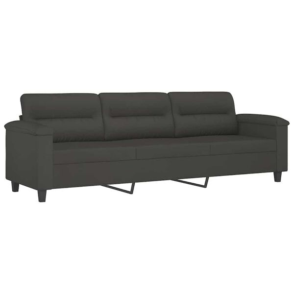 vidaXL 3-osobowa sofa z poduszkami, ciemnoszara, 210 cm, mikrofibra