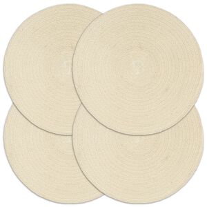 vidaXL Maty na st&oacute;ł, 4 szt., gładkie, naturalne, 38 cm, okrągłe