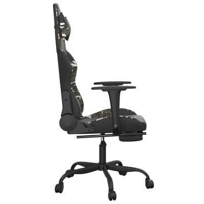 vidaXL Masujący fotel gamingowy z podnóżkiem, czarny i moro