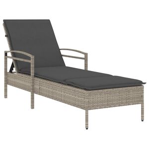 vidaXL Leżanka z poduszką, jasnoszara, 63x200x81 cm, polirattan
