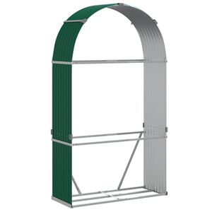 vidaXL Stojak na drewno, zielony, 120x45x210 cm, stal galwanizowana