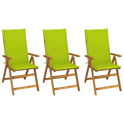 vidaXL Składane krzesła ogrodowe z poduszkami, 3 szt., drewno akacjowe