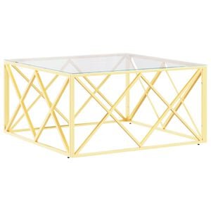 vidaXL Stolik kawowy, 80x80x40 cm, stal nierdzewna i szkło
