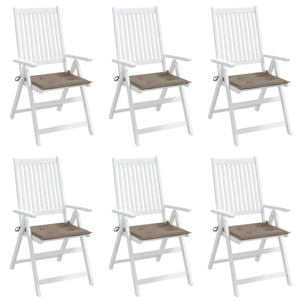 vidaXL Poduszki na krzesła ogrodowe, 6 szt., taupe, 40x40x4 cm