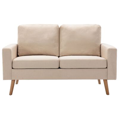 vidaXL 2-osobowa sofa, kremowa, tapicerowana tkaniną