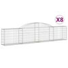 vidaXL Kosze gabionowe, 8 szt., 300x30x60/80 cm, galwanizowane żelazo