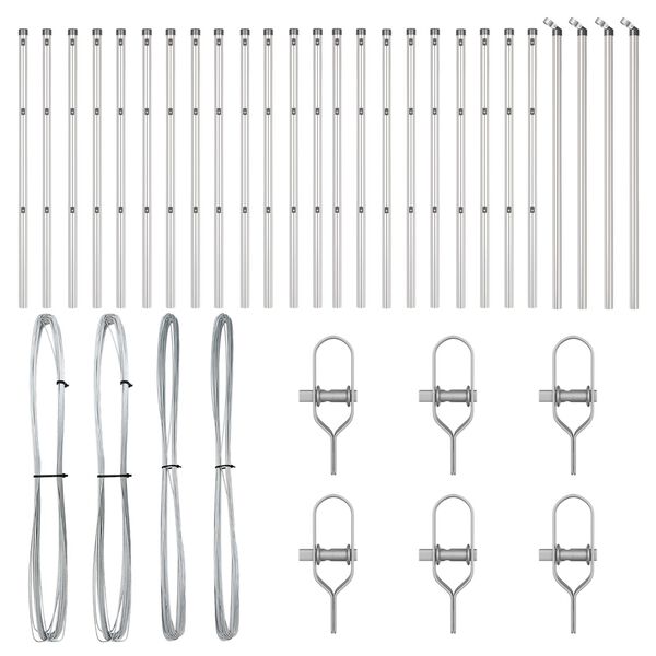 vidaXL Słupki Ogrodzeniowe 26 szt. Ø32 mm, 80 cm, ocynkowana stal