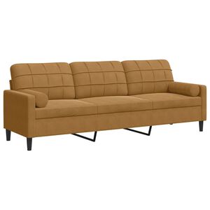vidaXL 3-osobowa sofa z poduszkami, brązowa, 210 cm, aksamit