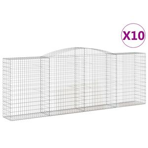vidaXL Kosze gabionowe, 10 szt, 400x50x140/160cm, galwanizowane żelazo