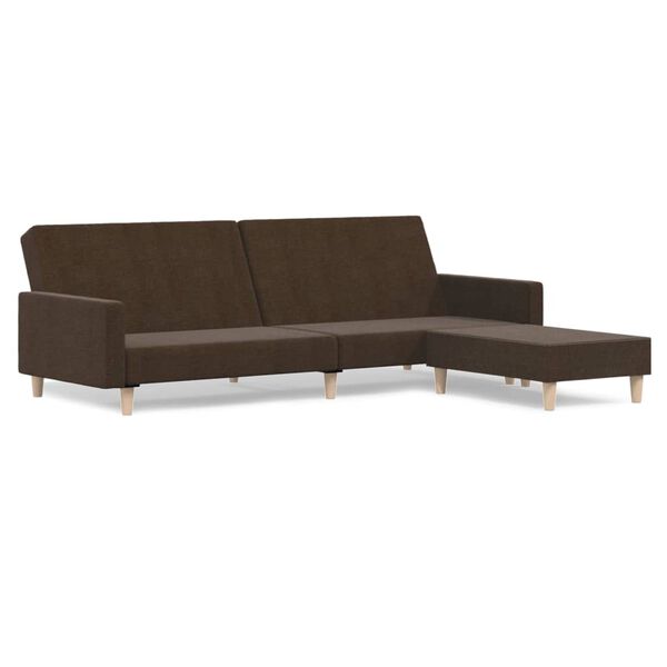 vidaXL 2-os. kanapa z podn&oacute;żkiem, brązowa, tapicerowana tkaniną