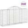 vidaXL Kosze gabionowe, 10 szt, 200x30x100/120cm, galwanizowane żelazo