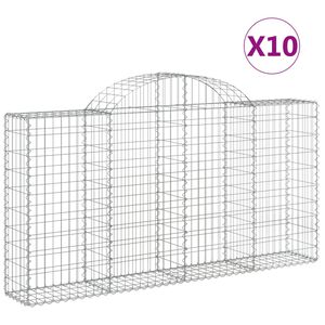 vidaXL Kosze gabionowe, 10 szt, 200x30x100/120cm, galwanizowane żelazo