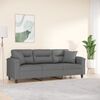 vidaXL 3-osobowa sofa z poduszkami, ciemnoszara, 180 cm, mikrofibra