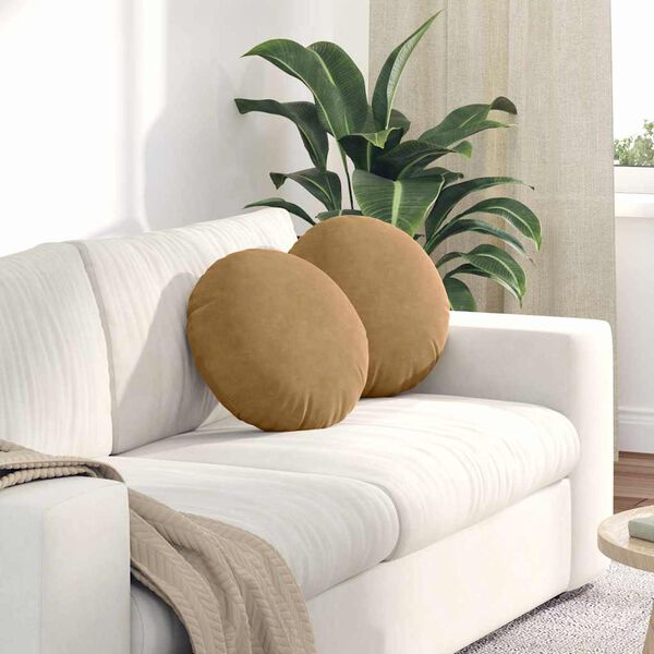 vidaXL Poduszki na siedziska 2 pcs Brązowy Ø 40 x 13 cm Aksamit