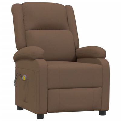 vidaXL Elektryczny fotel masujący, brązowy, obity tkaniną