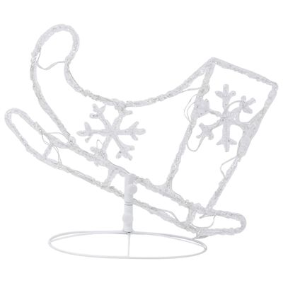 vidaXL Świąteczne renifery z saniami, akryl, 260x21x87 cm, ciepła biel