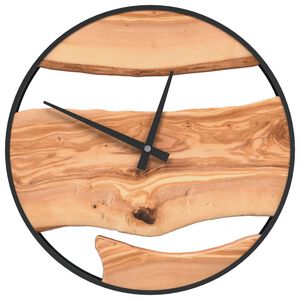 vidaXL Zegar ścienny, brązowy, &Oslash;35 cm, żelazo i drewno oliwne