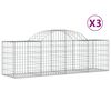 vidaXL Kosze gabionowe, 3 szt, 200x50x60/80 cm, galwanizowane żelazo