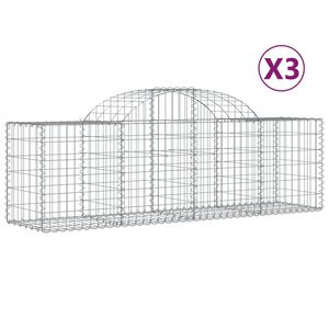 vidaXL Kosze gabionowe, 3 szt, 200x50x60/80 cm, galwanizowane żelazo