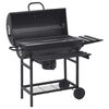 vidaXL Grill beczkowy z k&oacute;łkami i p&oacute;łkami, czarny, stal, 115x85x95 cm