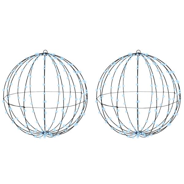 vidaXL Piłka 2 pcs Zimna biel 59,5 x 59,5 x 63 cm Metal