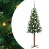 vidaXL Szczupła Choinka Zielony 150 cm PVC i lite drewno sosnowe