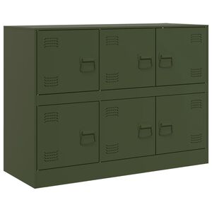 vidaXL Szafka boczna, oliwkowa, 99x39x73 cm, stal