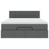 vidaXL Ł&oacute;żko otomana z materacem, ciemnoszare, 140x190 cm, tkanina