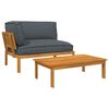 vidaXL Zestaw Sof z poduszką Gładki 2 pcs Antracyt Lite Drewno Akacji