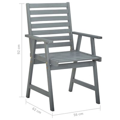 vidaXL Krzesła ogrodowe, 8 szt., szare, lite drewno akacjowe