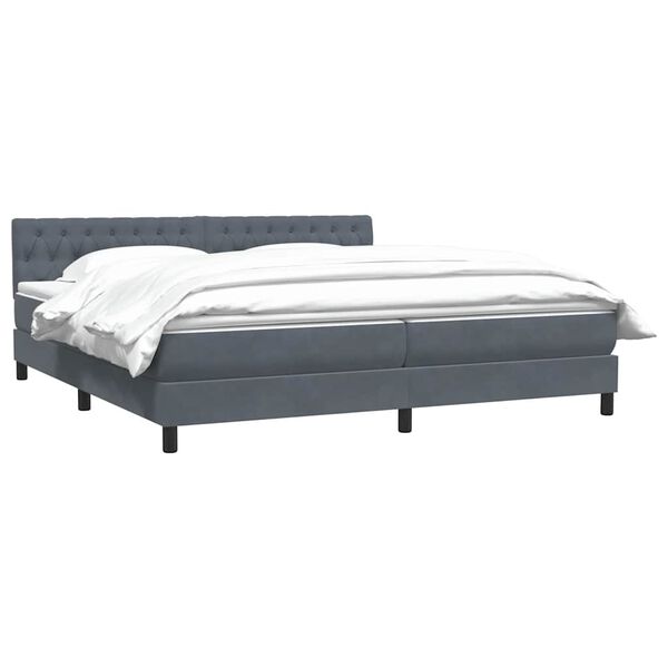 vidaXL Ł&oacute;żko typu Box Spring z materacem Ciemnoszary 180x220cm Aksamit